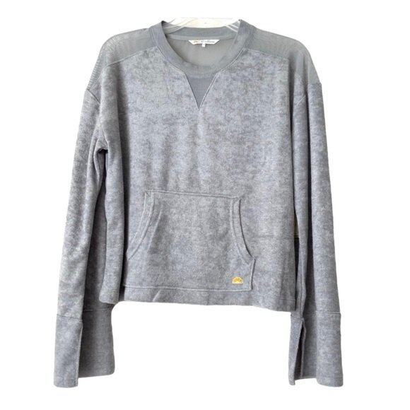 C&C California Gray Long Sleeve Mesh Back Crew Top Size M - Picture 1 of 10